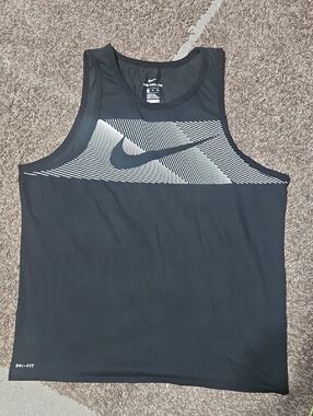 Nike Men’s Black Tank Top with White Striped Swoosh